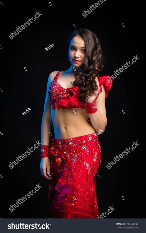 Dancer Brunette Girl Long Hair Red Stock Photo 747626242 Shutterstock