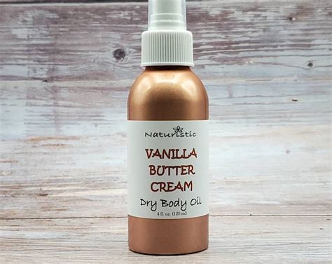 Vanilla Buttercream Dry Body Oil Spray Essential Oils Natural Fragrance Large 4 Oz Aluminum