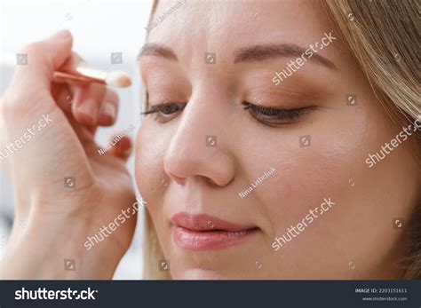Nude Eye Makeup Closeup Woman Applying Stock Photo