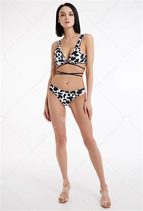 Cow Prints Swimsuits Cross Lace Up Bathing Suits Bikini Sets For Sale