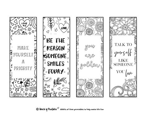 Adult Printable Bookmarks Coloring Pages