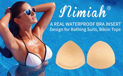 Nimiah Waterproof Swimsuit Bra Inserts Pads Removable Bathing Suit Insert Pairs Bikini Push Up
