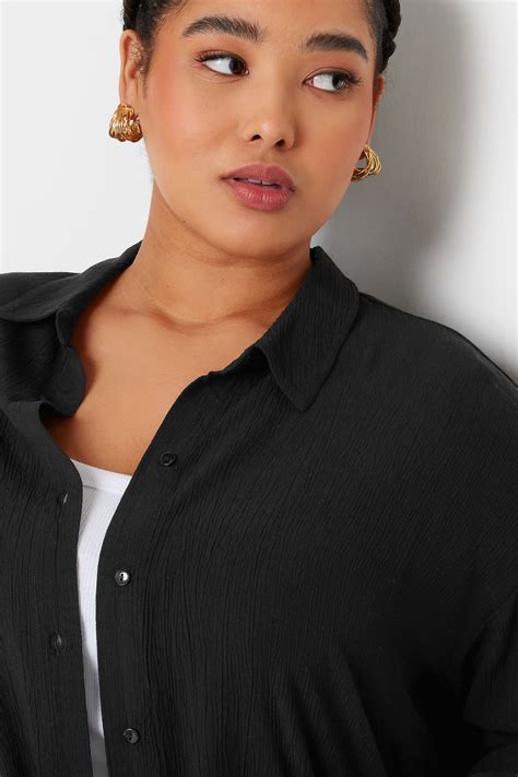 Yours Plus Size Black Crinkle Beach Shirt Yours Clothing