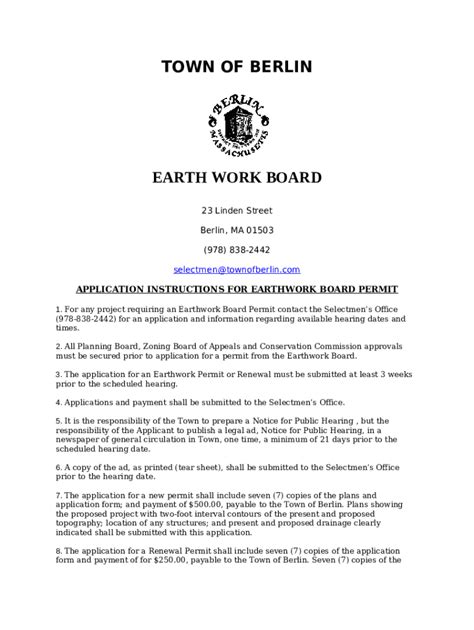 Earthwork Permit CHECKLIST APPLICATION FEES Doc Template PdfFiller