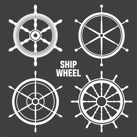 Premium Vector Collection Of White Vintage Steering Wheels Ship Yacht