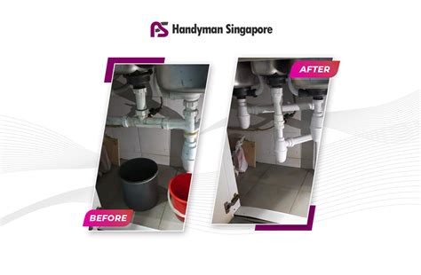 install kitchen sink waste bottom trap pvc pipe  bishan ps