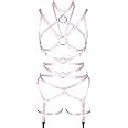 Women S Punk Cut Out Harness Body Full Strappy Lingerie Waist Garter Belts Set Elasticity