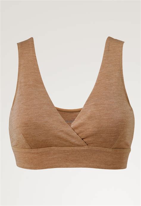 Merino Wool Nursing Bra Brown Melange Boob Design