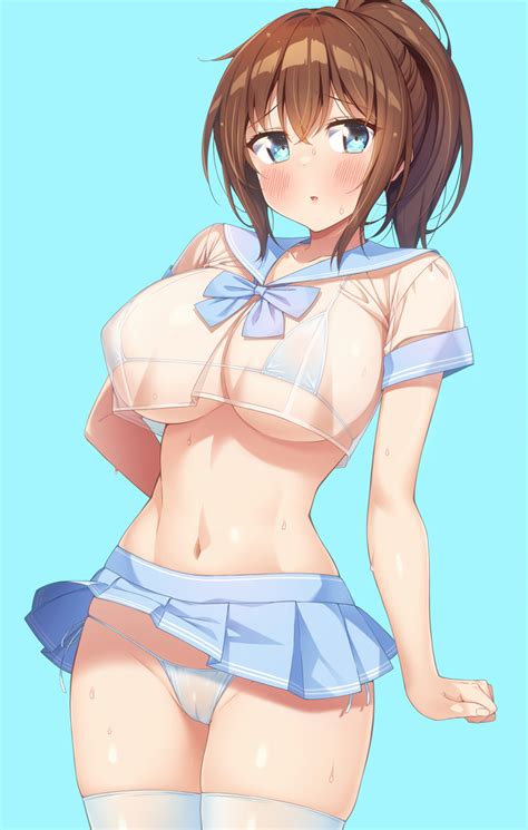 Kazuma Kazumav Amasawa Chigusa Original Highres 1girl Arm Behind Back Bikini Blue