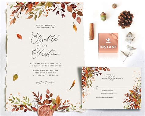 Rustic Fall Wedding Invitations