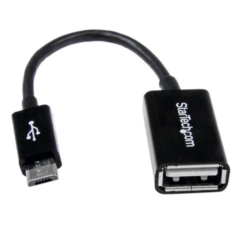 Startech Adaptador Micro Usb Macho A Usb Hembra Otg Cm Negro