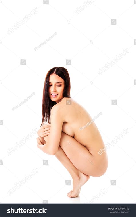 Nude Woman Squatting On Floor Stock Photo Shutterstock
