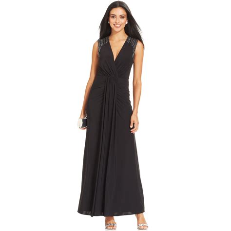 Xscape Black Embellished Cutout Ruched Gown Lyst