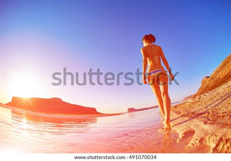 Beautiful Sexy Woman Dressed Bikini Walking Stock Photo Shutterstock
