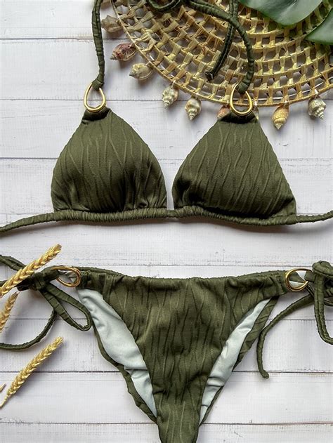 Bikini Triangle Kaki Green Texture Van Mystical Swimwear Maat Broekje Xl Maat Topje S