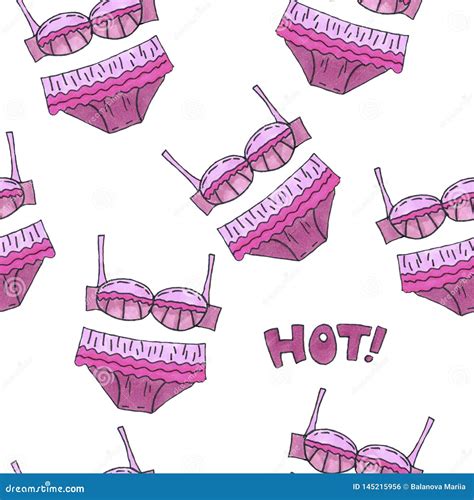 Pink Lingerie Seamless Pattern Marker Art Underwear Wallpaper Design Pattern Hand Drawn
