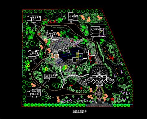 某乡镇整体规划绿化平面施工图 迅捷cad图库