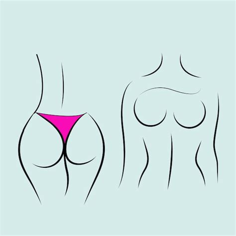 Premium Vector Body Contour Of The Naked Female Figure Front And Back Vector Illustration