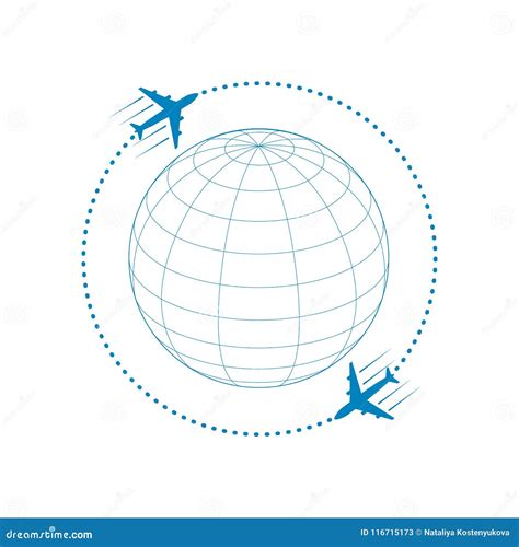 Plane and globe stock vector. Illustration of loop, track - 116715173