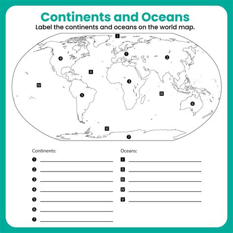 Label Continents and Oceans Printable | Printable Labels