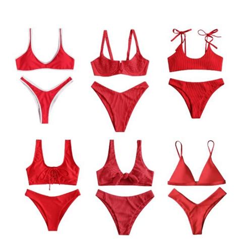 39 OFF 2022 Soft Pad Spaghetti Straps Thong Bikini Set In RED ZAFUL