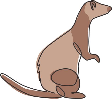 Single Continuous Line Drawing Of Cute Standing Ferret For Company Logo
