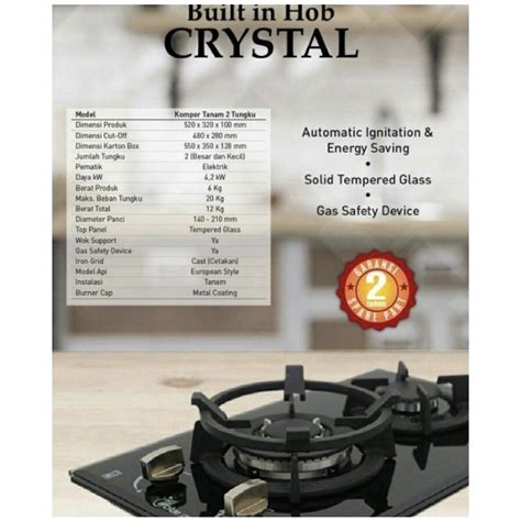 Jual Kompor Tanam Blue Gas Built In Hob Blue Vienta Kompor Crystal
