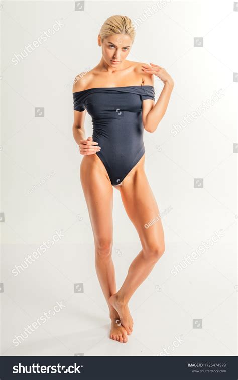 Portrait Sexy Blonde Woman Black Dress Stock Photo 1725474979 Shutterstock