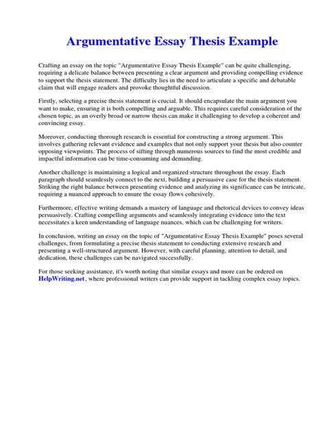 Argumentative Essay Thesis Example Pdf Essays Bald Eagle