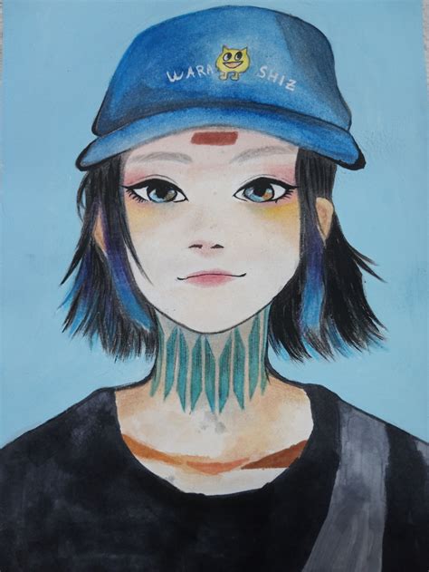 Картина акварель карандашами и маркерами в стиле Анимационный,