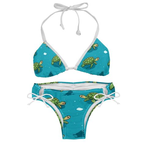 Turtle Seamless Women S Swimwear Bikini Set With Detachable Sponge And Adjustable Strap Two