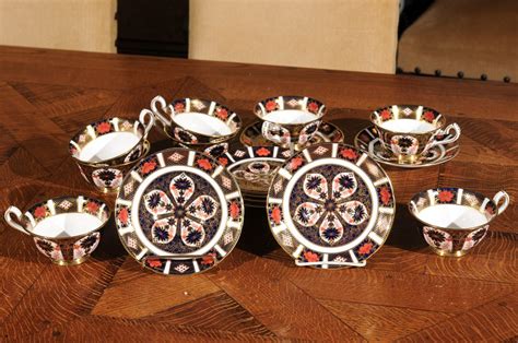 Eight Pairs of Old Imari English Royal Crown Derby Porcelain Cups and ...