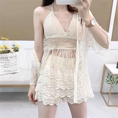 Lace Bikini Set BeachPiece Bra Shorts Robe SOLD SEPARATELY Shopee Philippines