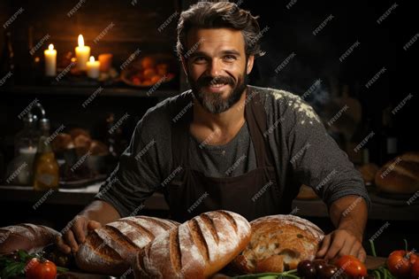 Premium Ai Image A Professional Baker Bakes Beautiful Bread
