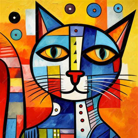 Cubismo Obra De Arte - Colorido gato cubista una obra de arte abstracta inspirada en picasso ...