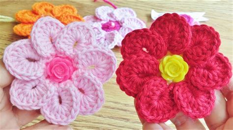 Crochet 7 Petals Flower Easy Youtube
