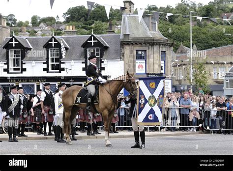 Galashiels Uk 02 Jul2022 Braw Lad Arrives At War Memorial Behind