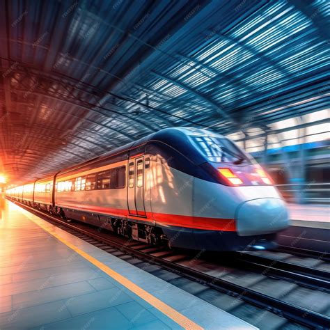 Premium Photo | High speed train in motion on the railway station at
