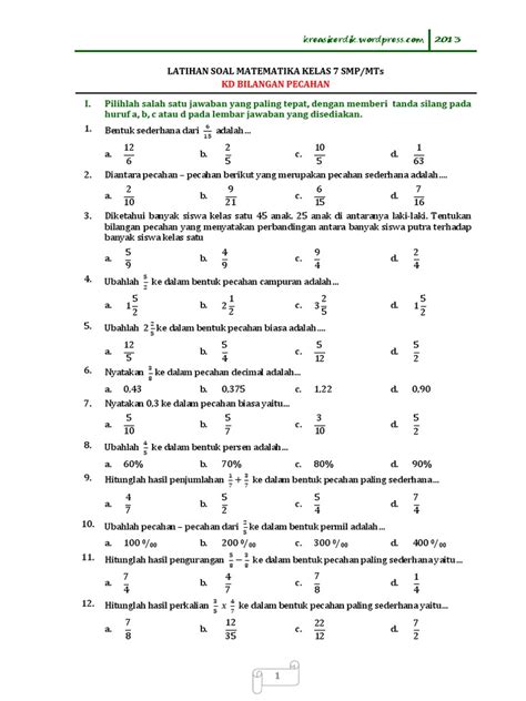 Soal Matematika Kelas 6 Homecare24