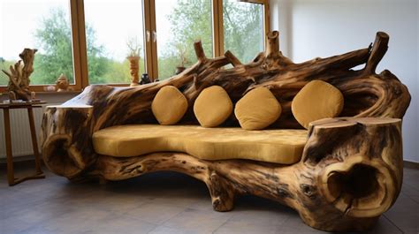 Premium AI Image | Handmade unique rustic sofa made from solid wooden