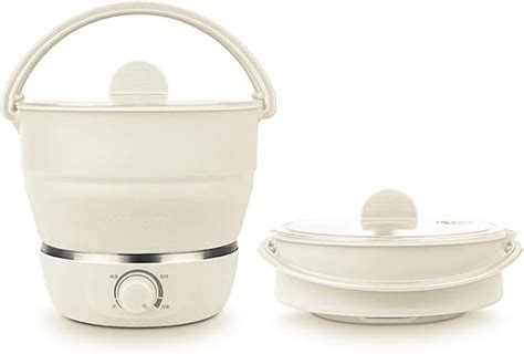 Drizzle Foldable Electric Hot Pot Cooker Dual Voltage V V Mini Kettle Food Grade Silicone