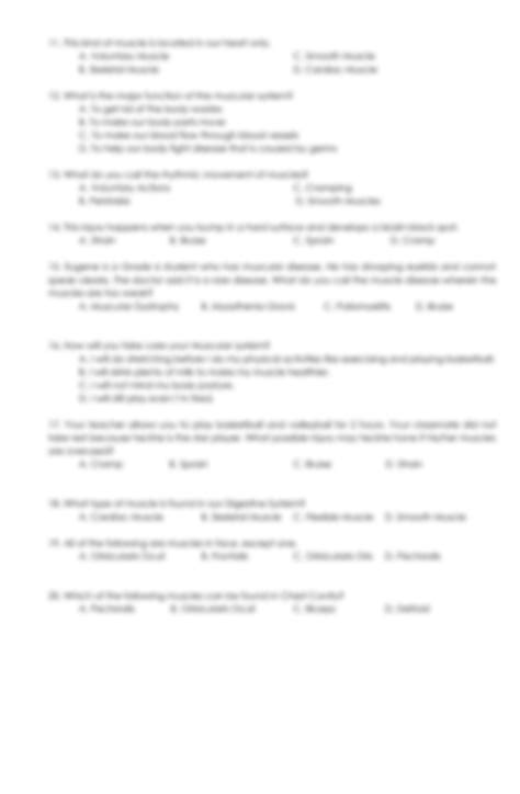 SOLUTION: Test Questions - Muscular System - Studypool