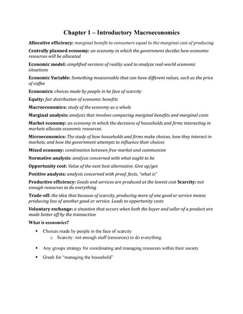 ECON 201 - Chapter 1 - Chapter 1 – Introductory Macroeconomics ...