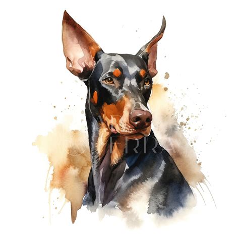 10 Doberman Watercolor Clip Art Bundle Doberman Clip Art Doberman