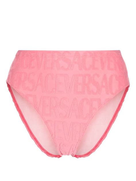 Versace Embossed Logo Bikini Bottoms Pink Editorialist