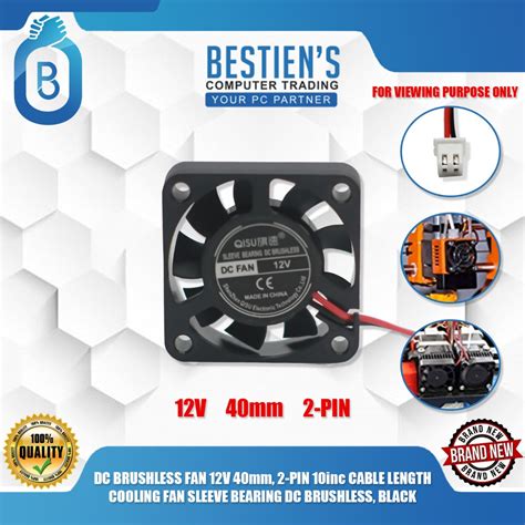 Dc Brushless Fan 12v 40mm 2 Pin 10inc Cable Length Cooling Fan Sleeve