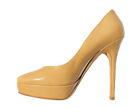 Jimmy Choo Platform Nude Patent Leather Stiletto Heel Gem