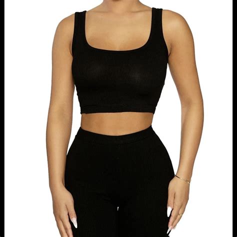 Naked Wardrobe Black Cropped Tank Top Medium Depop