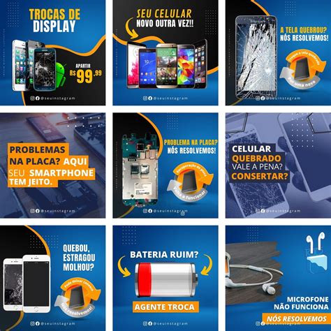 Notefone Assistência Técnica Autorizada Celulares Áudio E Vídeo - Pack Canva Assistência Técnica Celular 2.0 25 Artes Editável
