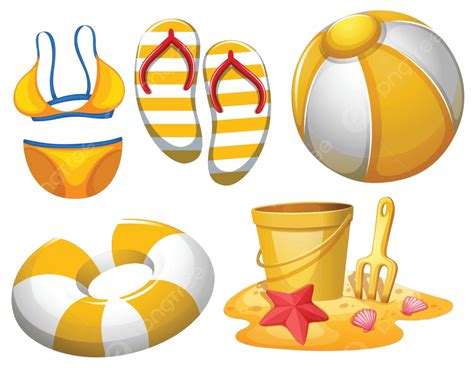 Set Of Beach Objects Yellow Bikini Bucket Vector Yellow Bikini Bucket PNG And Vector With